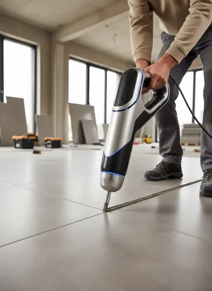 מכשיר Groutbot להזרקת רובה חשמלי בשימוש על ריצוף מקצועי