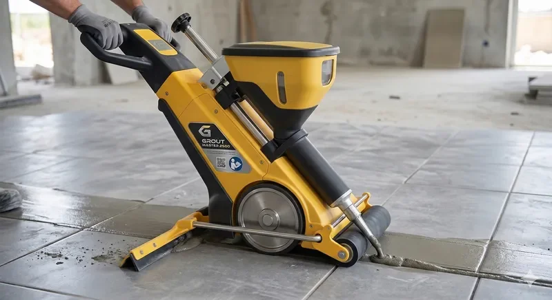 הזרקת רובה חשמלית בין מרצפות — GroutBot בפעולה