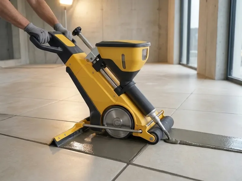 הנחיית מכשיר Groutbot לאורך מפגשי האריחים