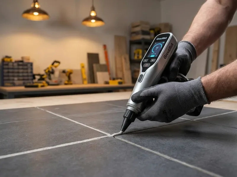 הנחיית מכשיר GroutBot לאורך מפגשי האריחים