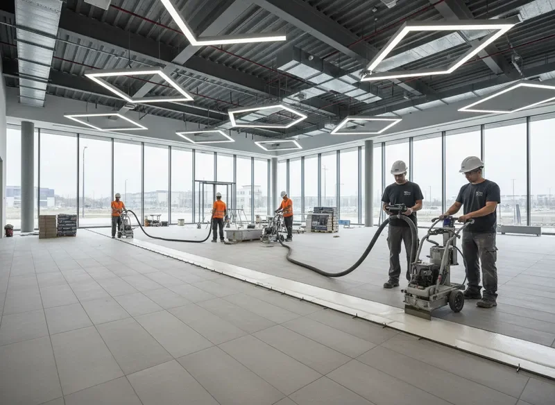 ריצוף מסחרי בקנה מידה גדול עם מכשיר הזרקת רובה חשמלי של Groutbot